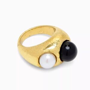 Ulla Johnson Amira Ring Pearl & Black Onyx NIB